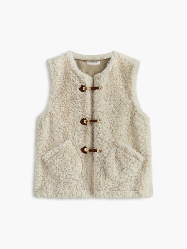 Soft Pockets Fleece Vest sold by COMMENSE