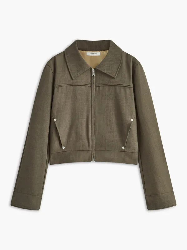 Retro Zipper Polo Jacket sold by COMMENSE