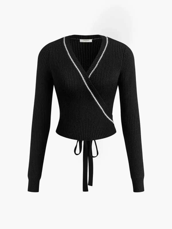 Criss Cross Lace Up Sweater sold by COMMENSE