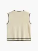 Casual Contrast Trim Sweater Vest sold by COMMENSE