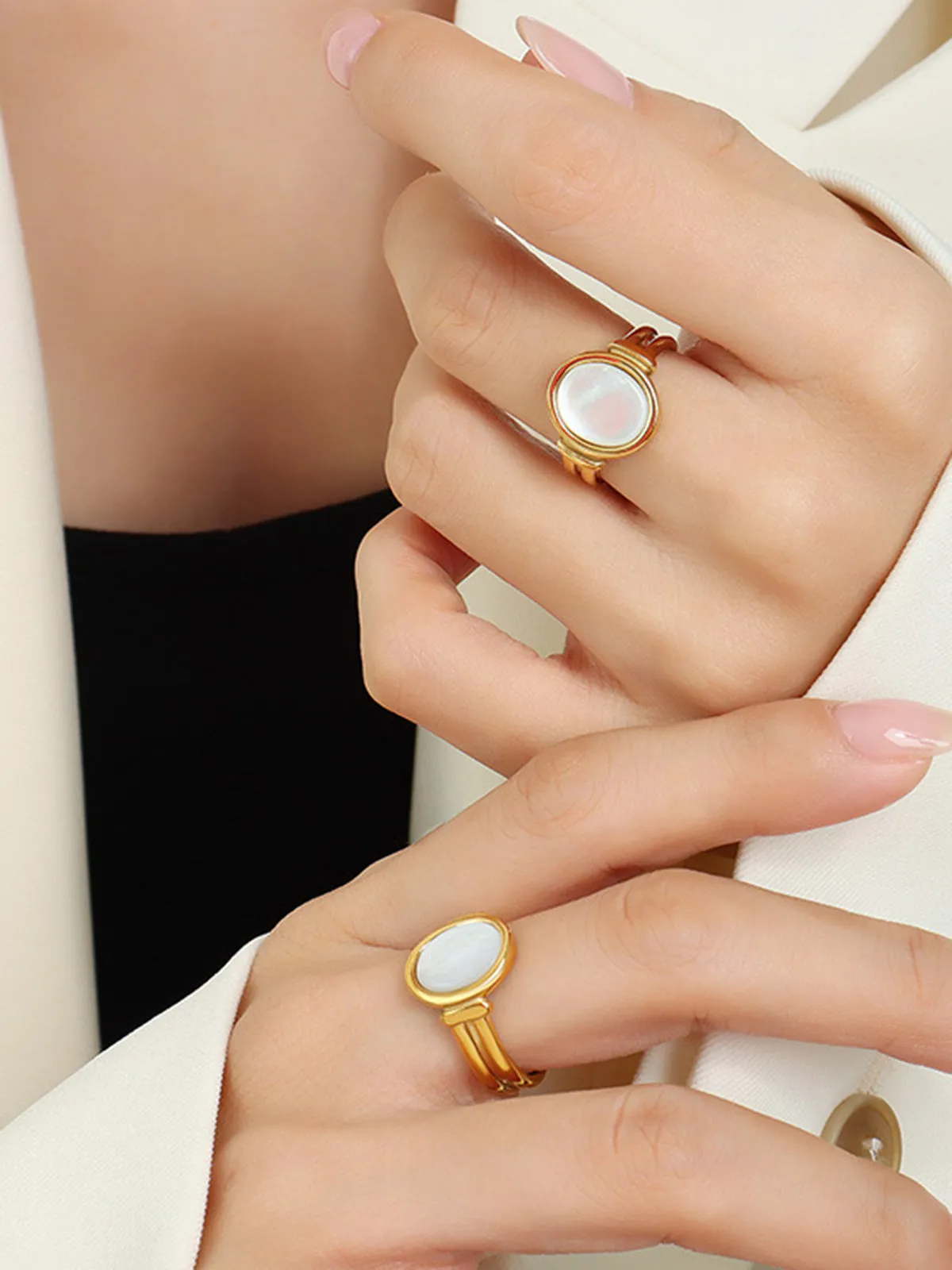 Elegant White Sea Shells Ring sold by COMMENSE