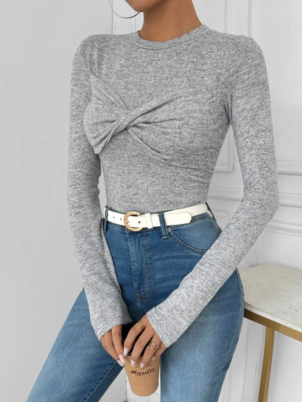 Knotted Skinny Jersey Top sold by COMMENSE