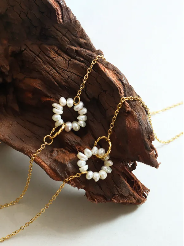 Oval Freshwater Pearl Pendant Necklace sold by COMMENSE