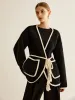 Contrast Binding Belted Pockets Sweater sold by COMMENSE