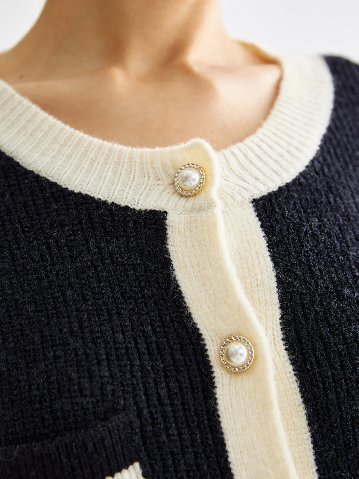 Contrast Trim Pearl-Button Sweater Co-ord sold by COMMENSE product image thumbnail 4