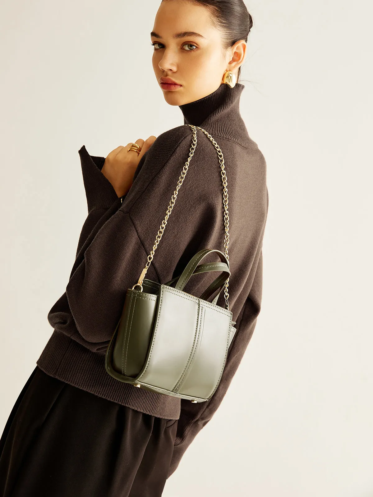 Vintage Two Way Zipper Handbag sold by COMMENSE product image thumbnail 5