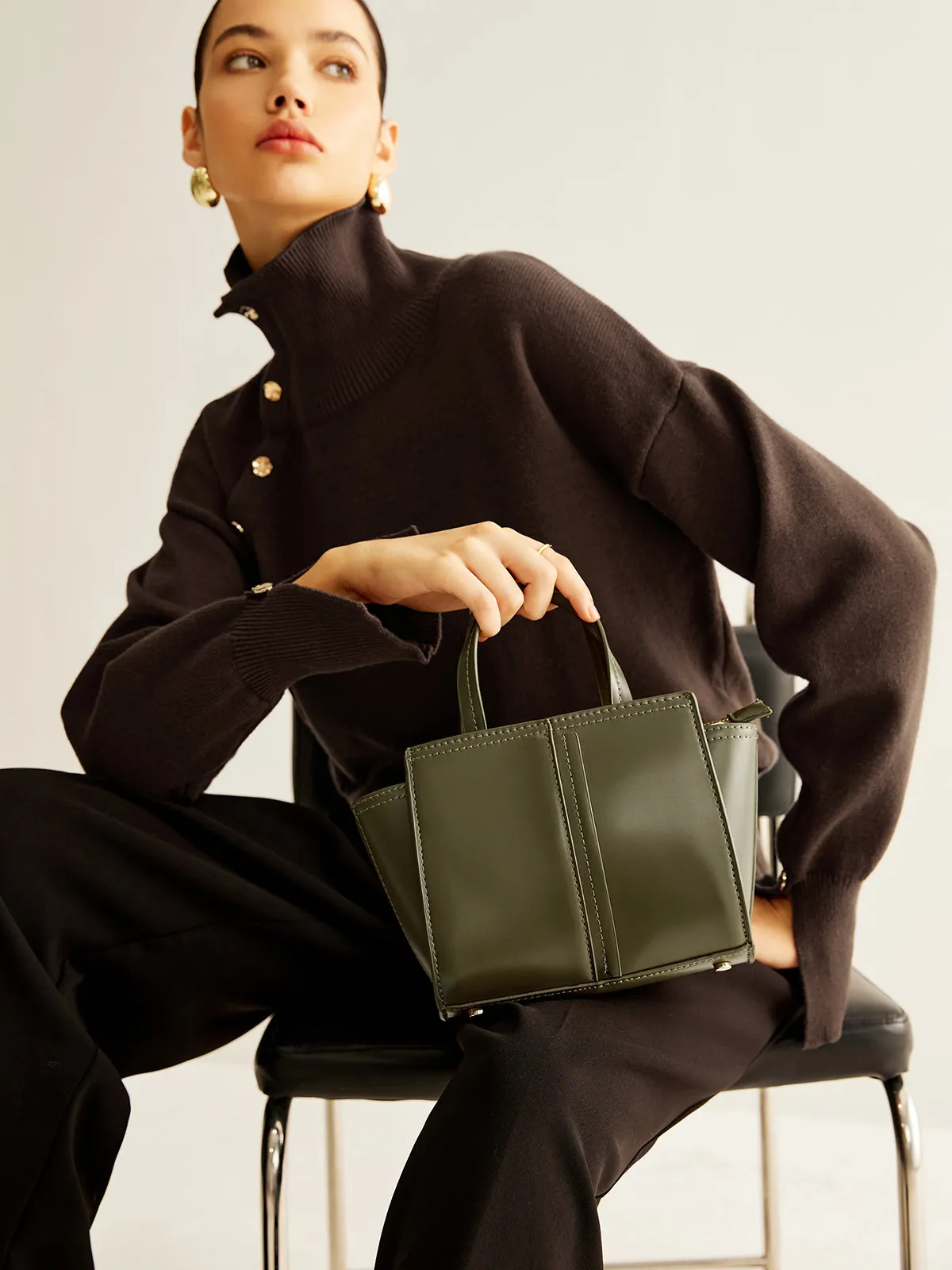 Vintage Two Way Zipper Handbag sold by COMMENSE product image thumbnail 3