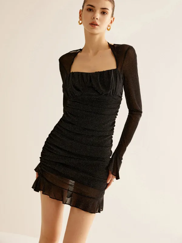 Romance Pleated Sheer Dress sold by COMMENSE
