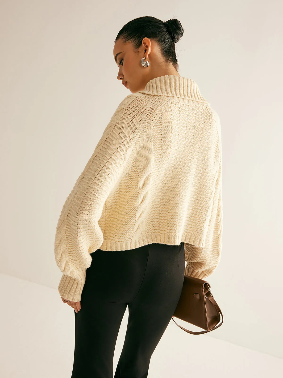 Lapel Breasted Cable-Knit Cardigan sold by COMMENSE product image thumbnail 5