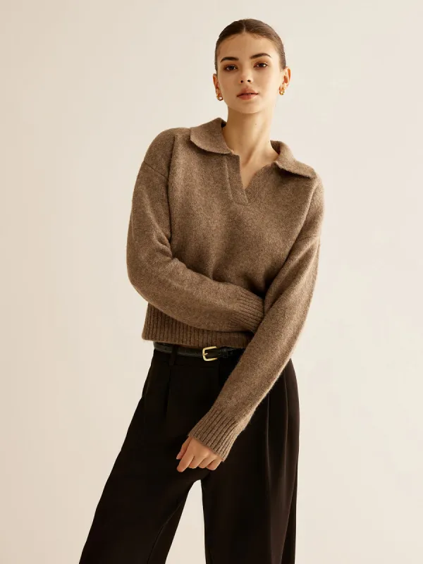 Wool-Blend Polo Sweater sold by COMMENSE
