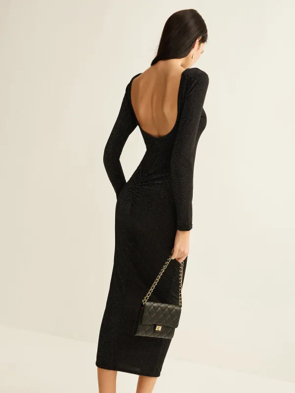 Backless Sequin Slim Dress sold by COMMENSE