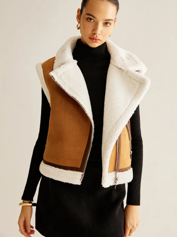 Asymmetrical Zipper Fleece Vest sold by COMMENSE