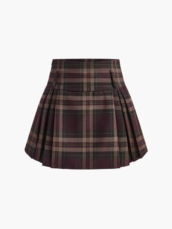Checked Zipper Mini Skirt sold by COMMENSE