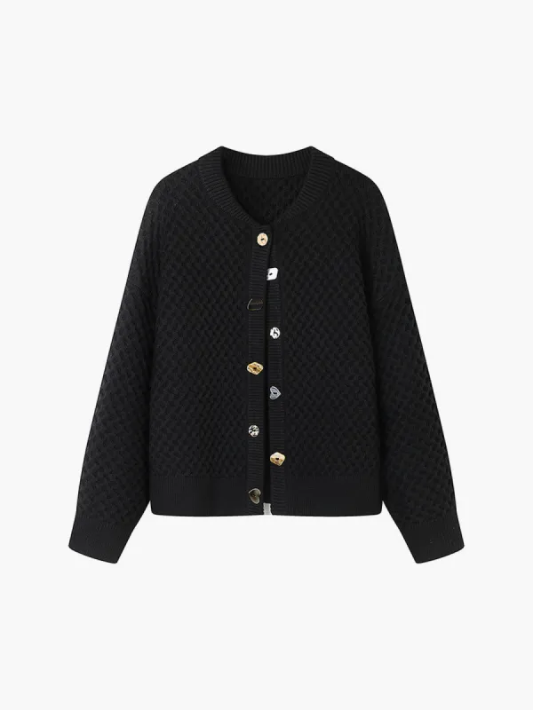 Geometric Button Cardigan sold by COMMENSE