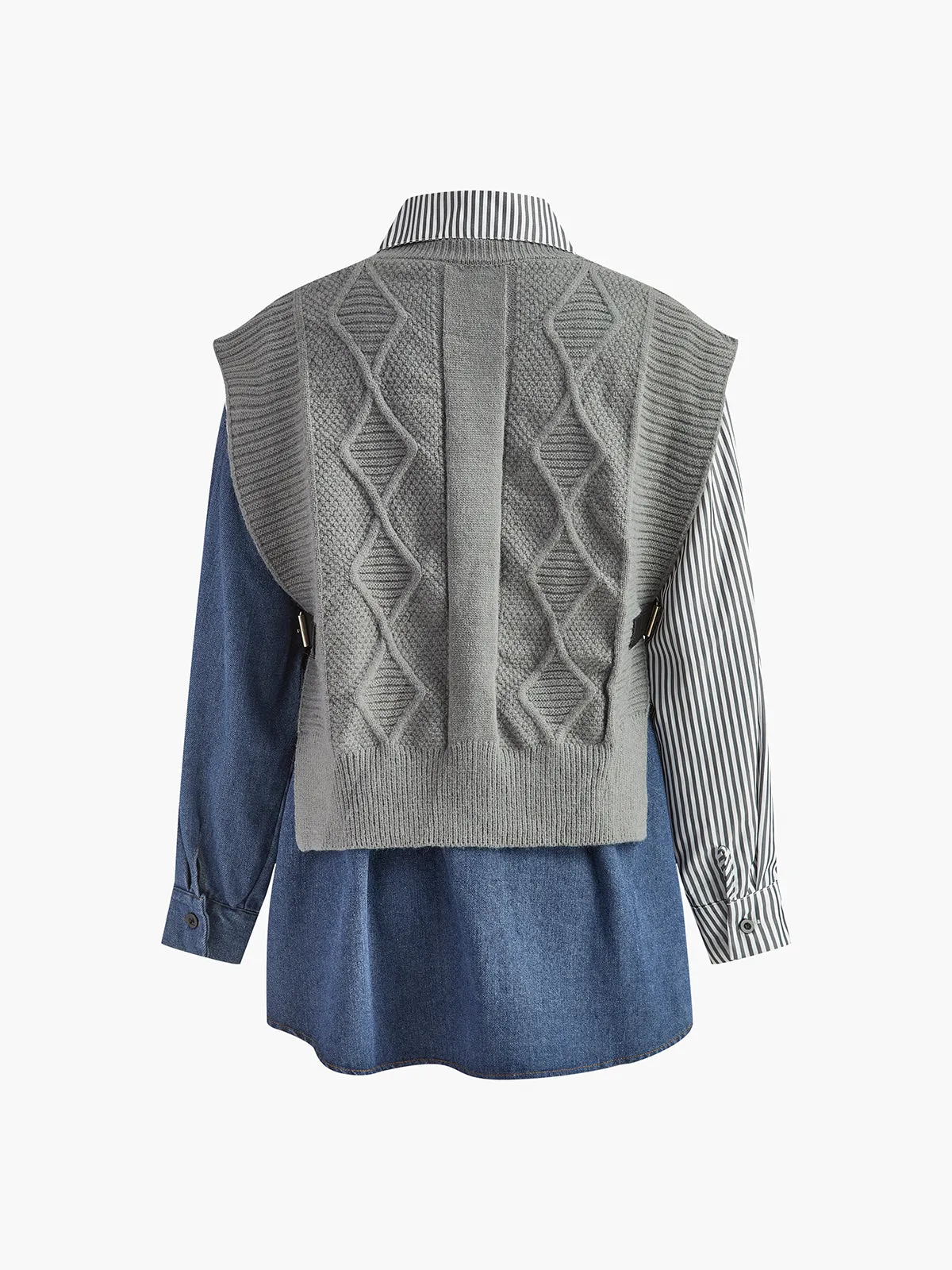 Asymmetrical Panel Lapel Knit Top sold by COMMENSE product image thumbnail 2