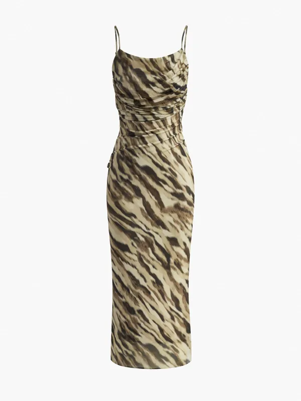 Leopard Printed Backless Cami Dress sold by COMMENSE