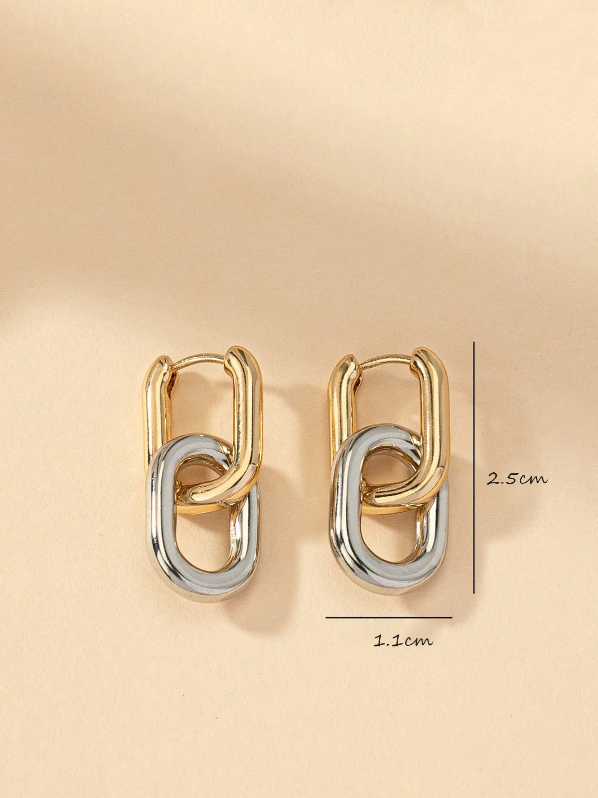 Two-Tone Hoop Drop Earrings sold by COMMENSE product image thumbnail 4