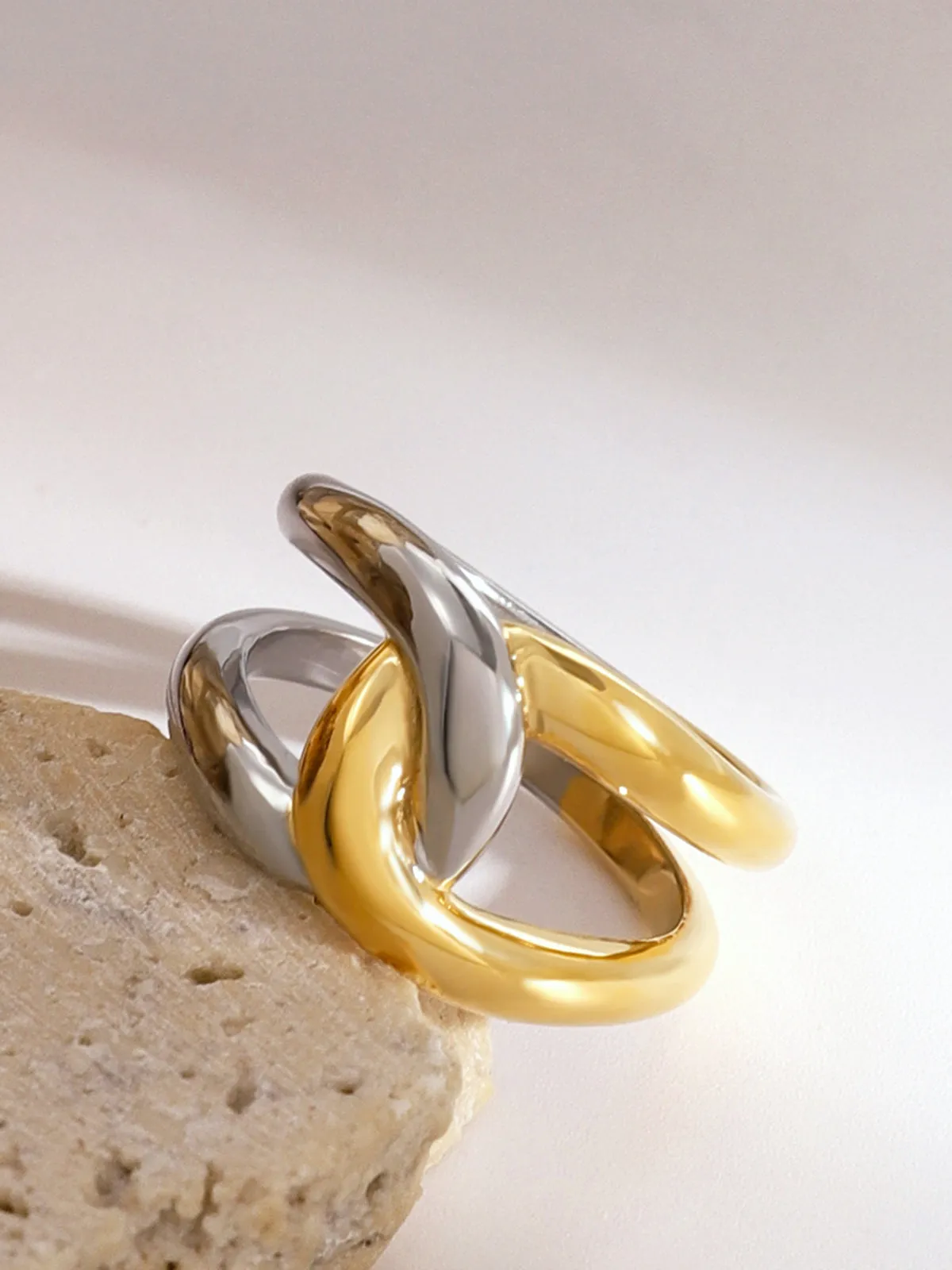 Two Tone Twist Ring sold by COMMENSE product image thumbnail 3