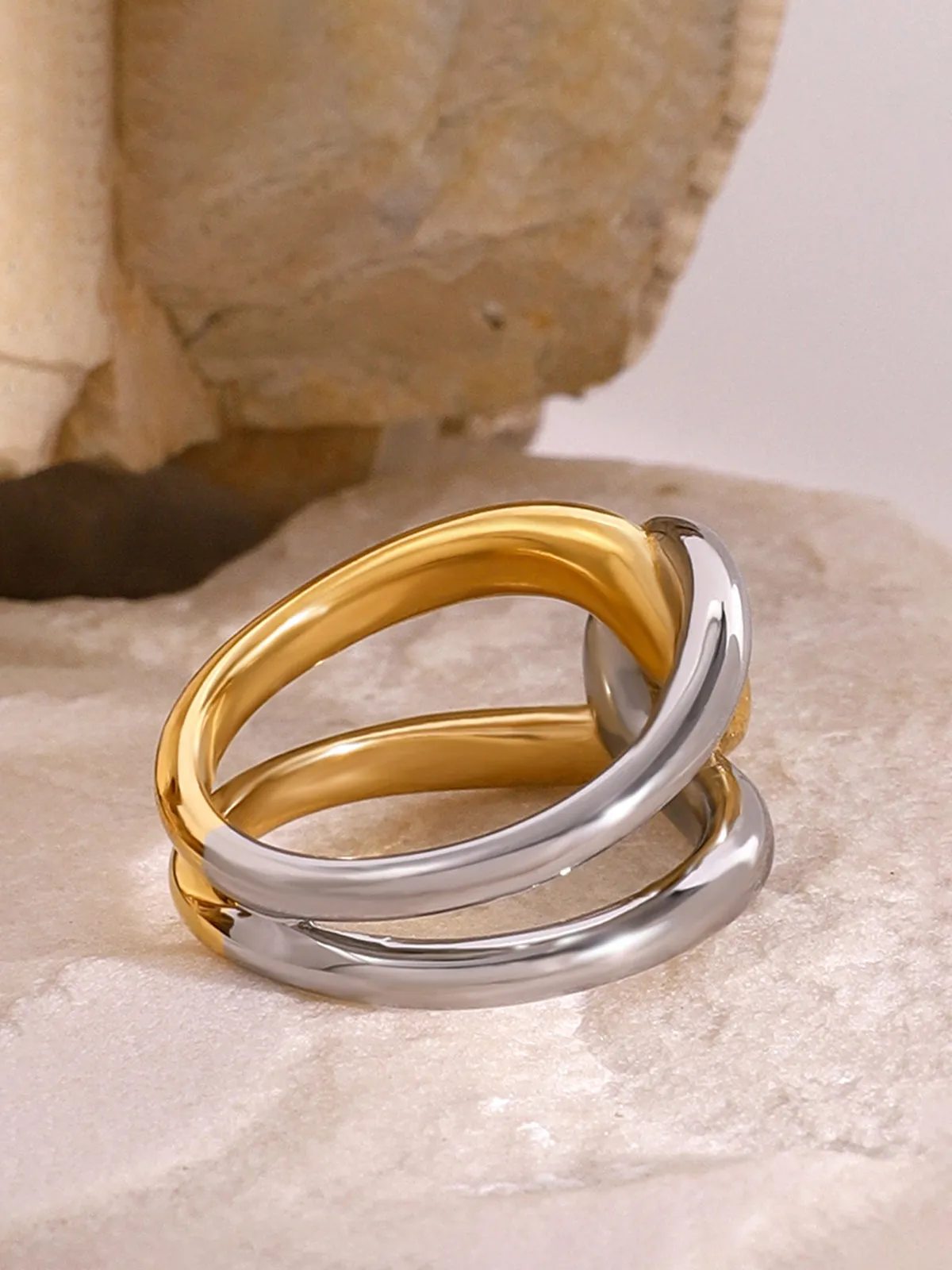 Two Tone Twist Ring sold by COMMENSE product image thumbnail 4