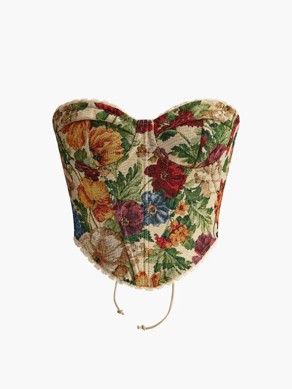 Floral Drawstring Corset sold by COMMENSE