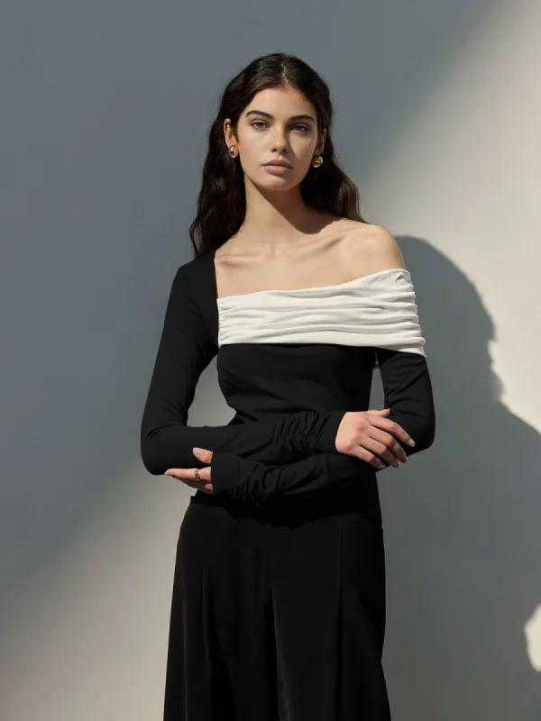 One-Shoulder Ruched Slim Top sold by COMMENSE