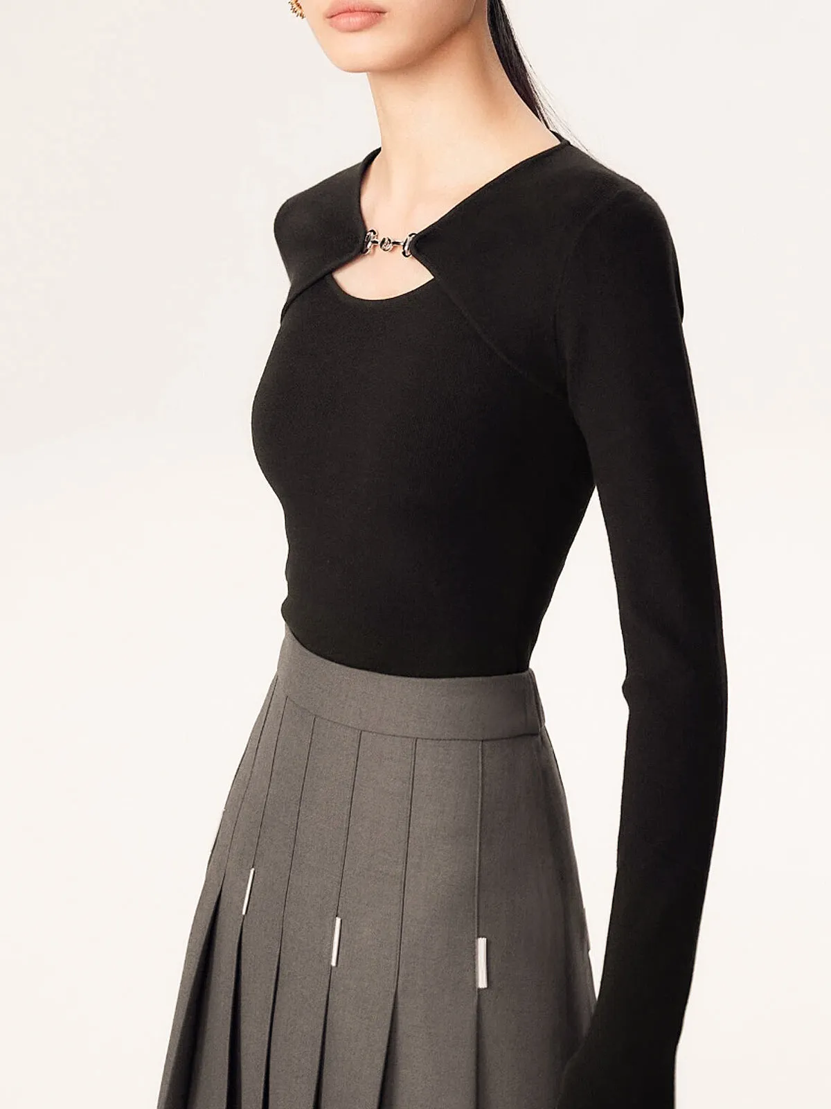 Metal Decor Cutout Slim T-Shirt sold by COMMENSE product image thumbnail 3