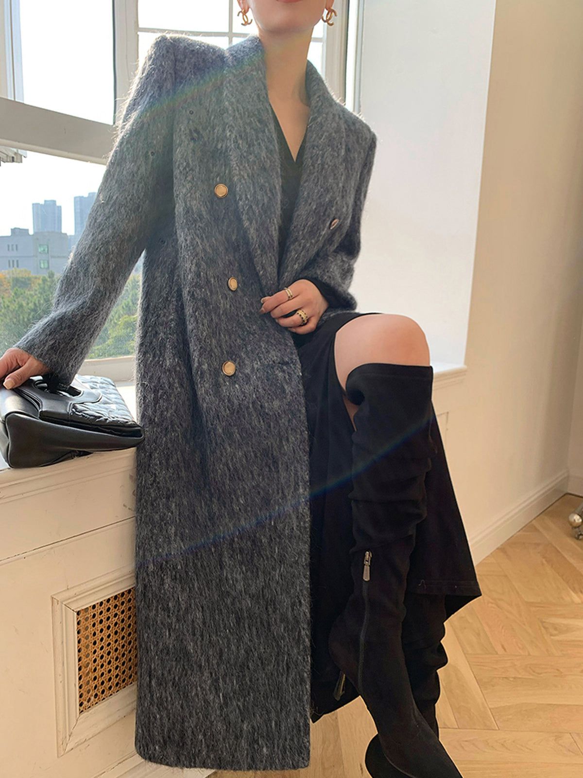 Tweed Double-Breasted Coat sold by COMMENSE product image thumbnail 2