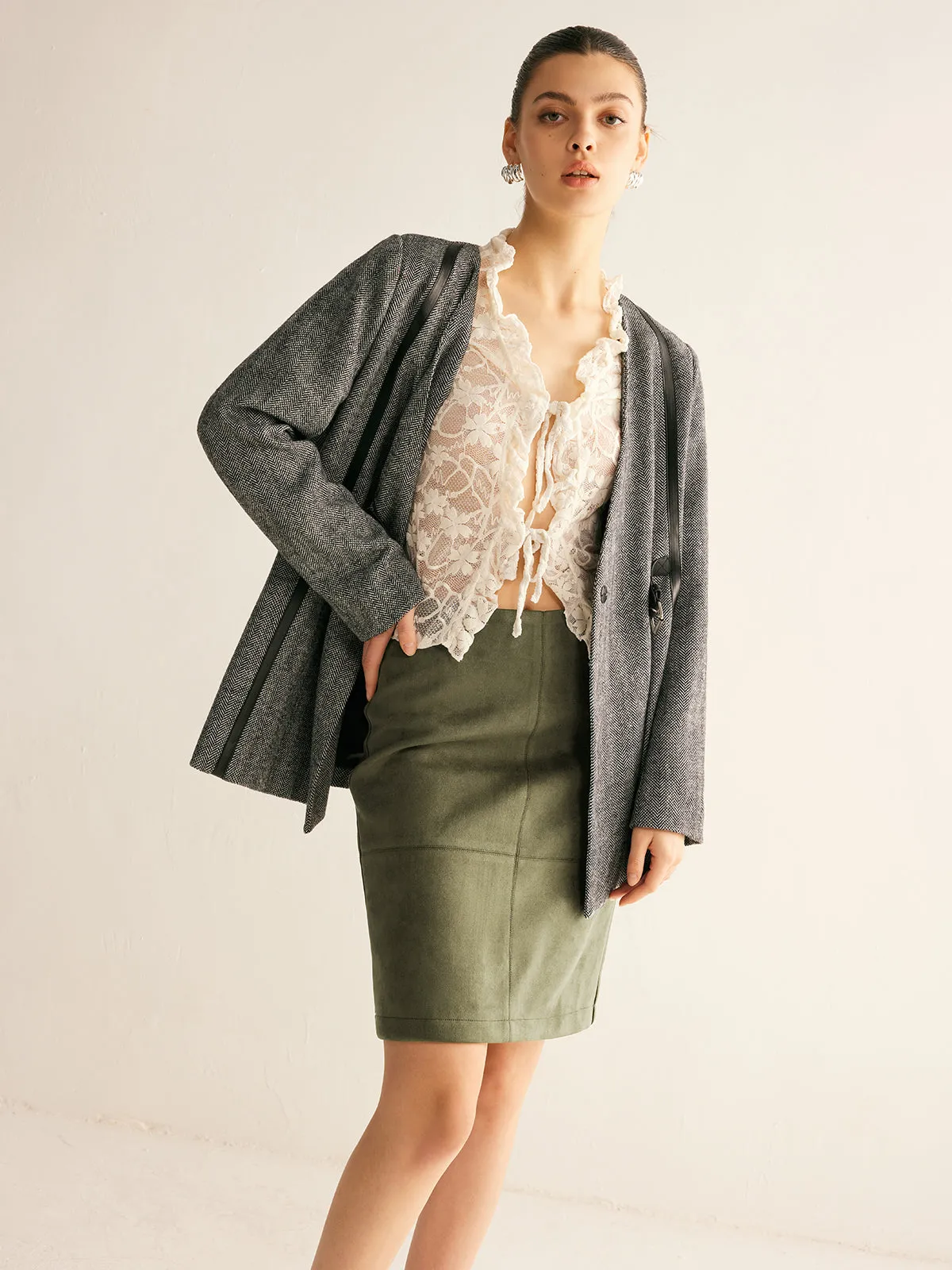 Romance Tie-Front Lace Shirt sold by COMMENSE product image thumbnail 2