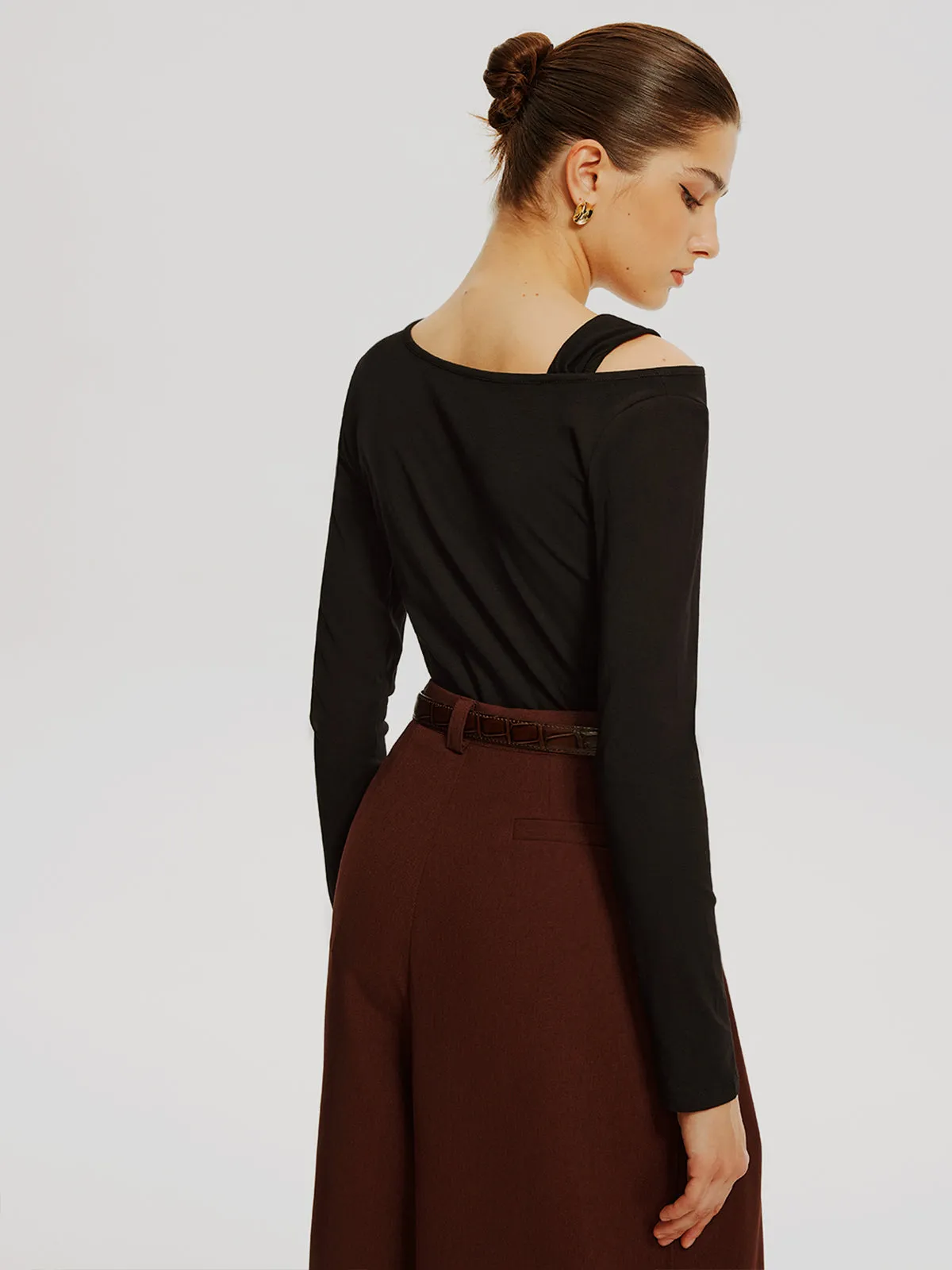 Asymmetrical Knotted Jersey Top sold by COMMENSE product image thumbnail 5