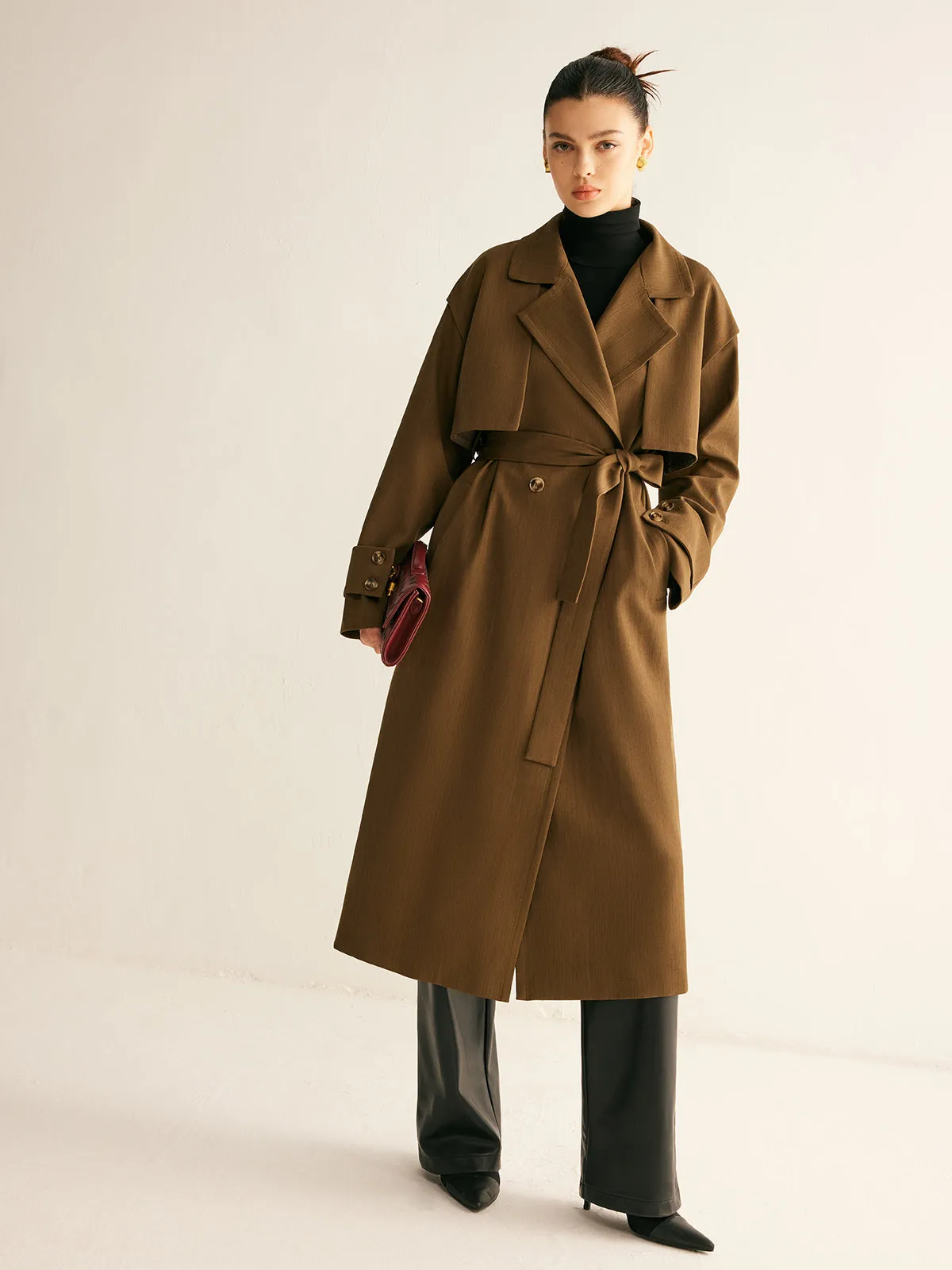 Retro Belted Long Trench Coat sold by COMMENSE product image thumbnail 5