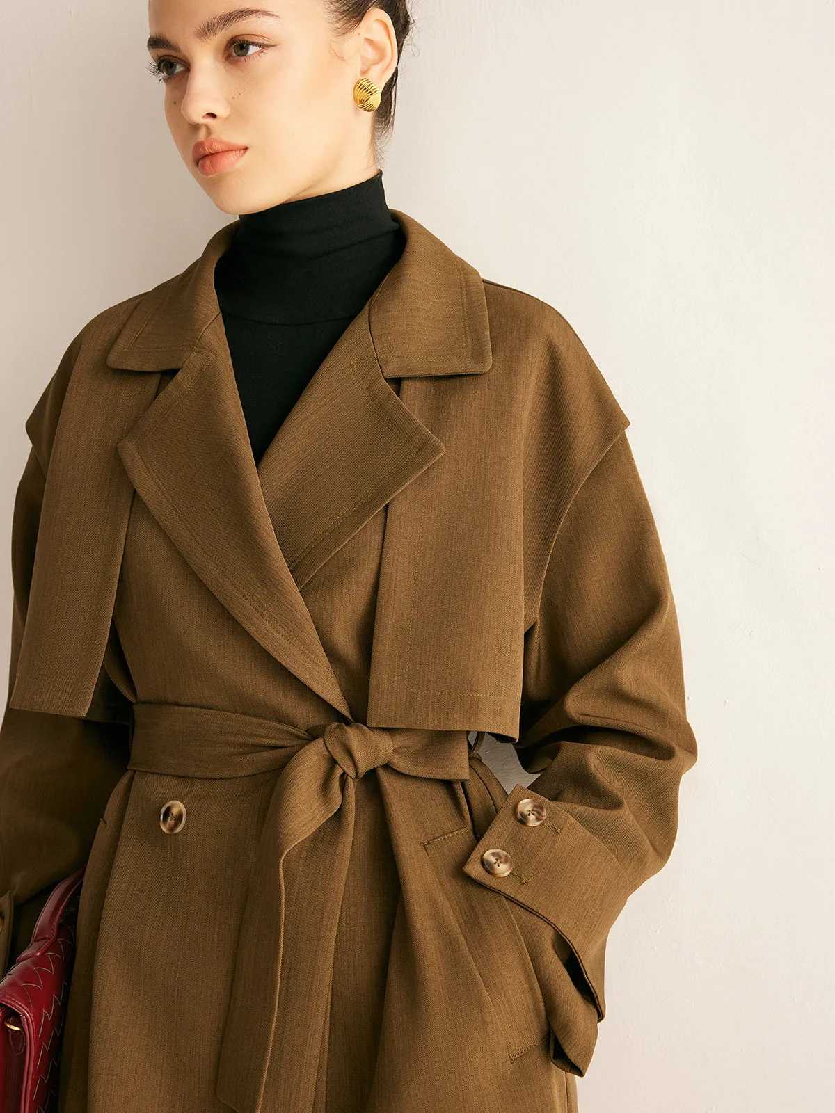 Retro Belted Long Trench Coat sold by COMMENSE product image thumbnail 2