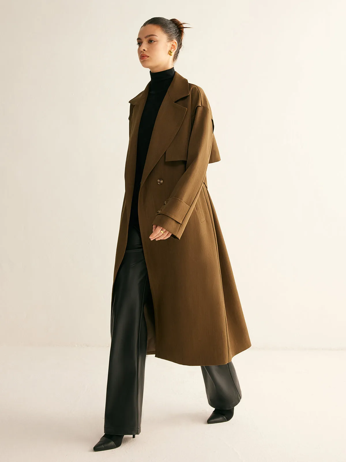 Retro Belted Long Trench Coat sold by COMMENSE product image thumbnail 3
