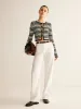 Contrast-Binding Button Cutout Crop Cardigan sold by COMMENSE