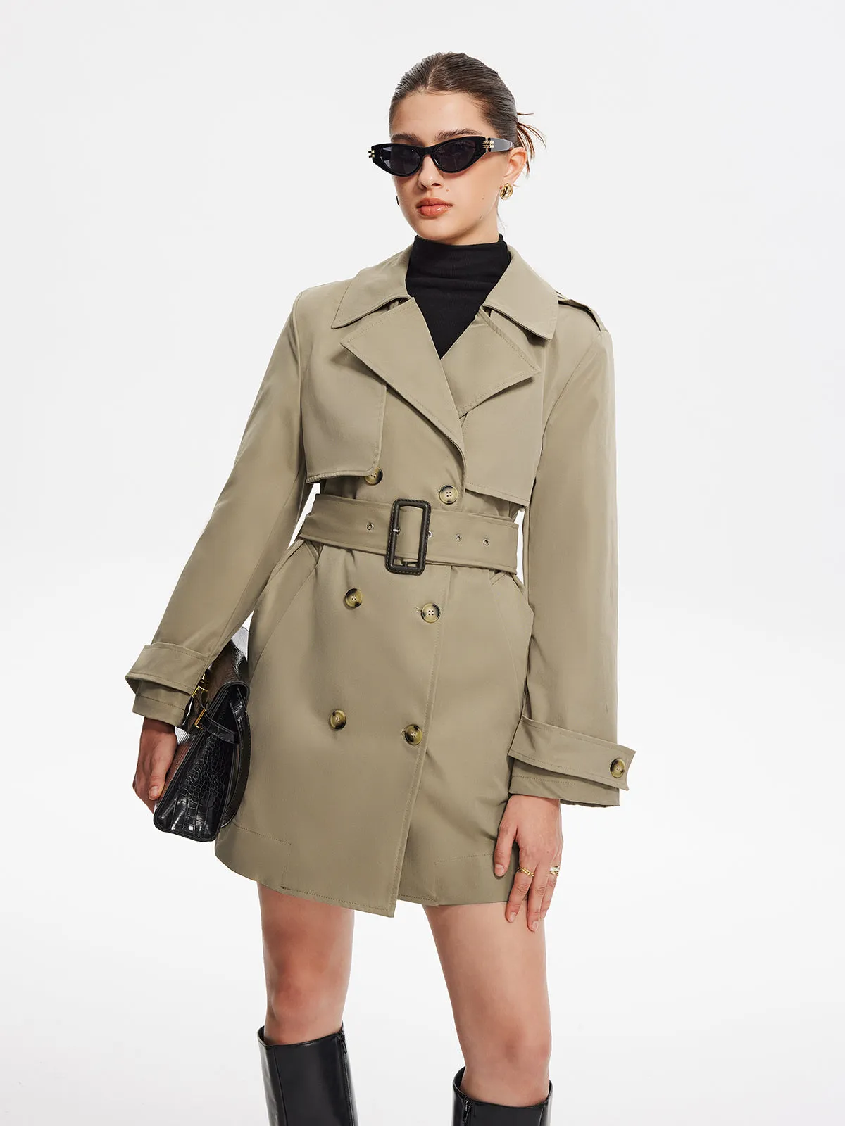 Wide-Belted Lapel Trench Coat sold by COMMENSE product image thumbnail 3
