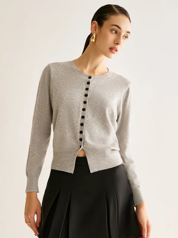 Button Down Slit Jersey Cardigan sold by COMMENSE