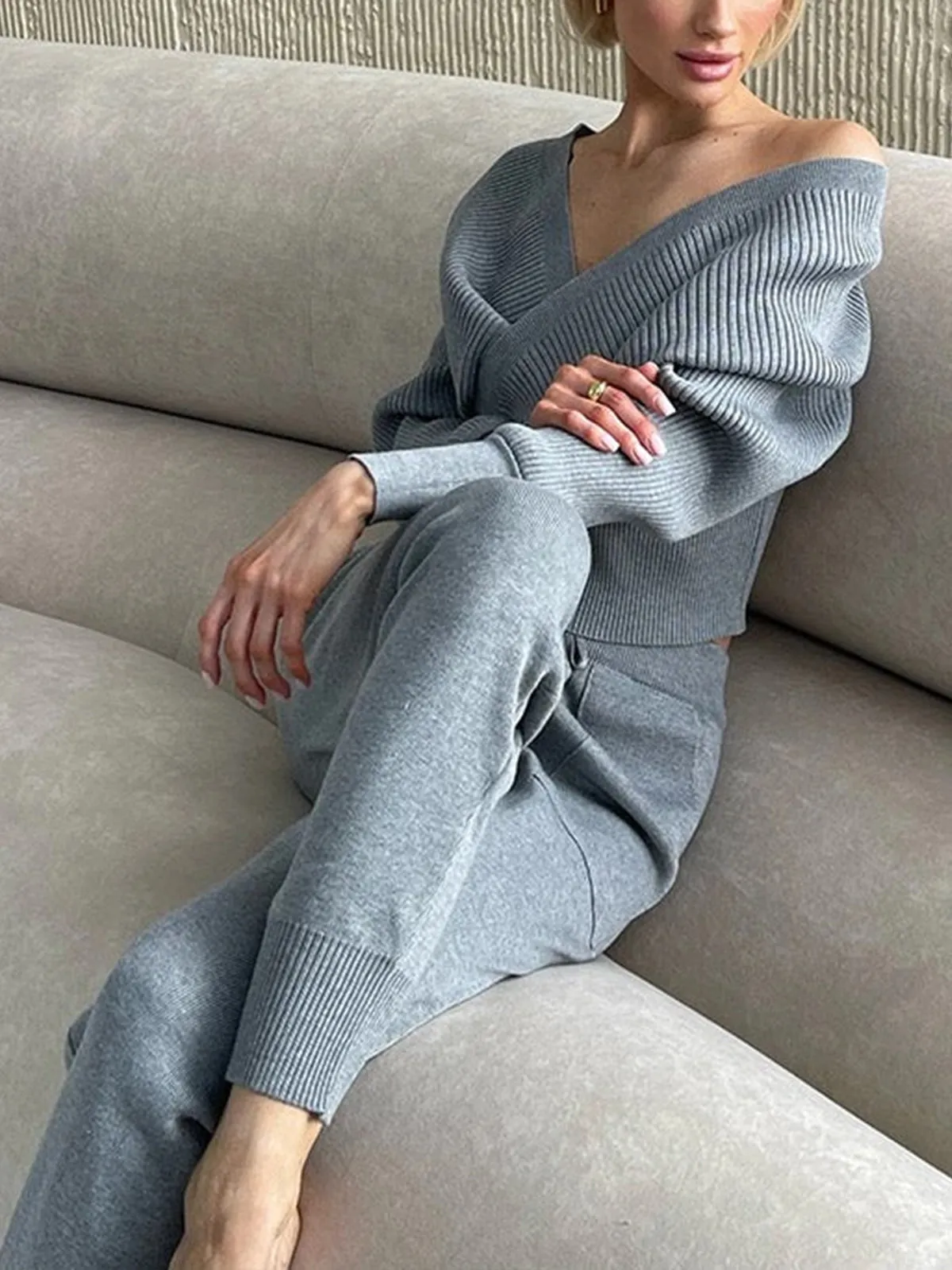 Criss Cross Drawstring Stretch Pants Set sold by COMMENSE product image thumbnail 4