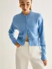 Wool-Blend Minimalist Button Cardigan sold by COMMENSE