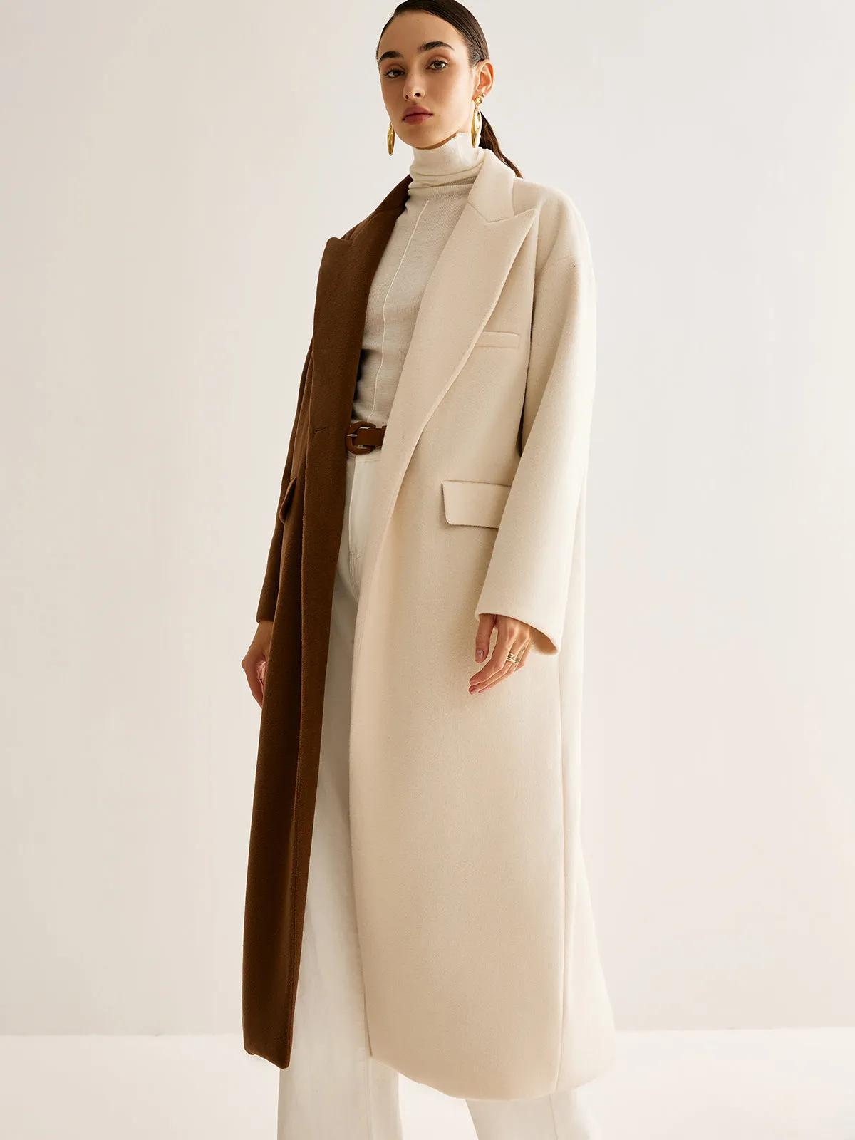Two-Tone Slit Tweed Long Coat sold by COMMENSE product image thumbnail 3