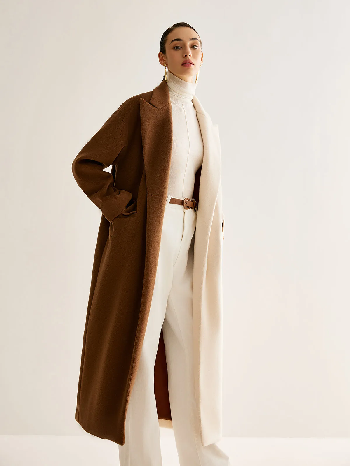 Two-Tone Slit Tweed Long Coat sold by COMMENSE product image thumbnail 4