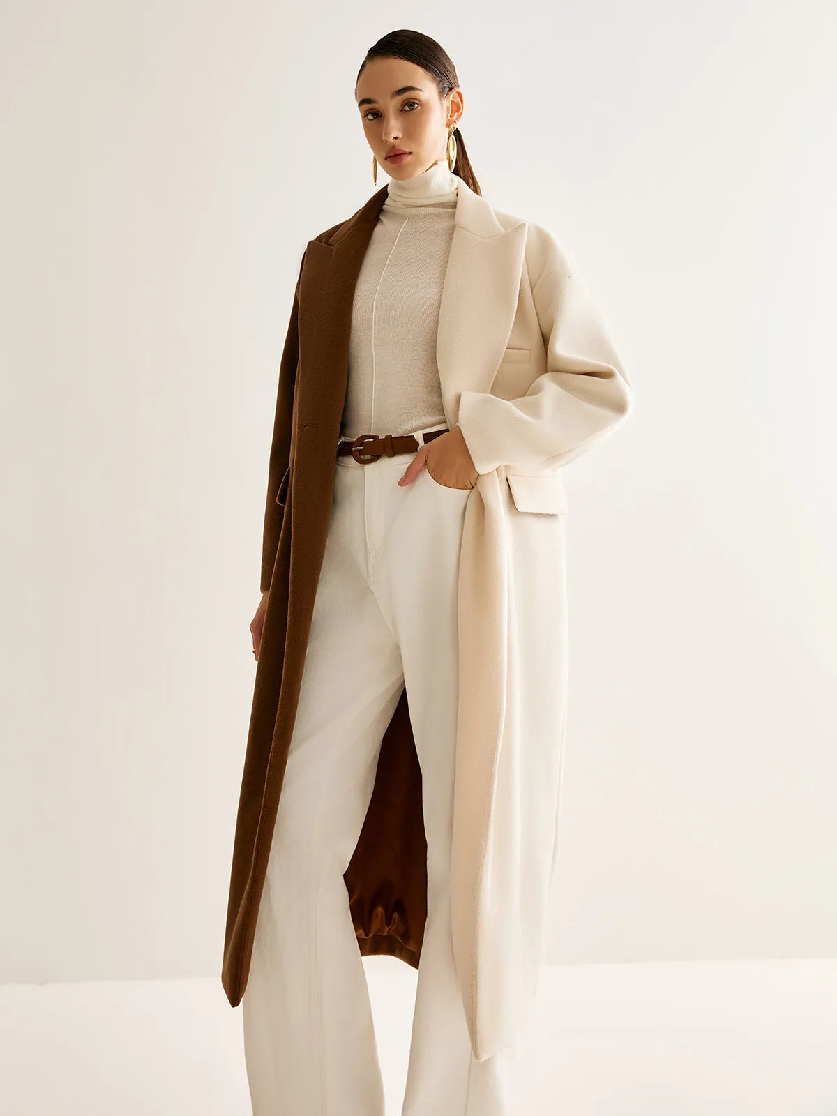 Two-Tone Slit Tweed Long Coat sold by COMMENSE product image thumbnail 5