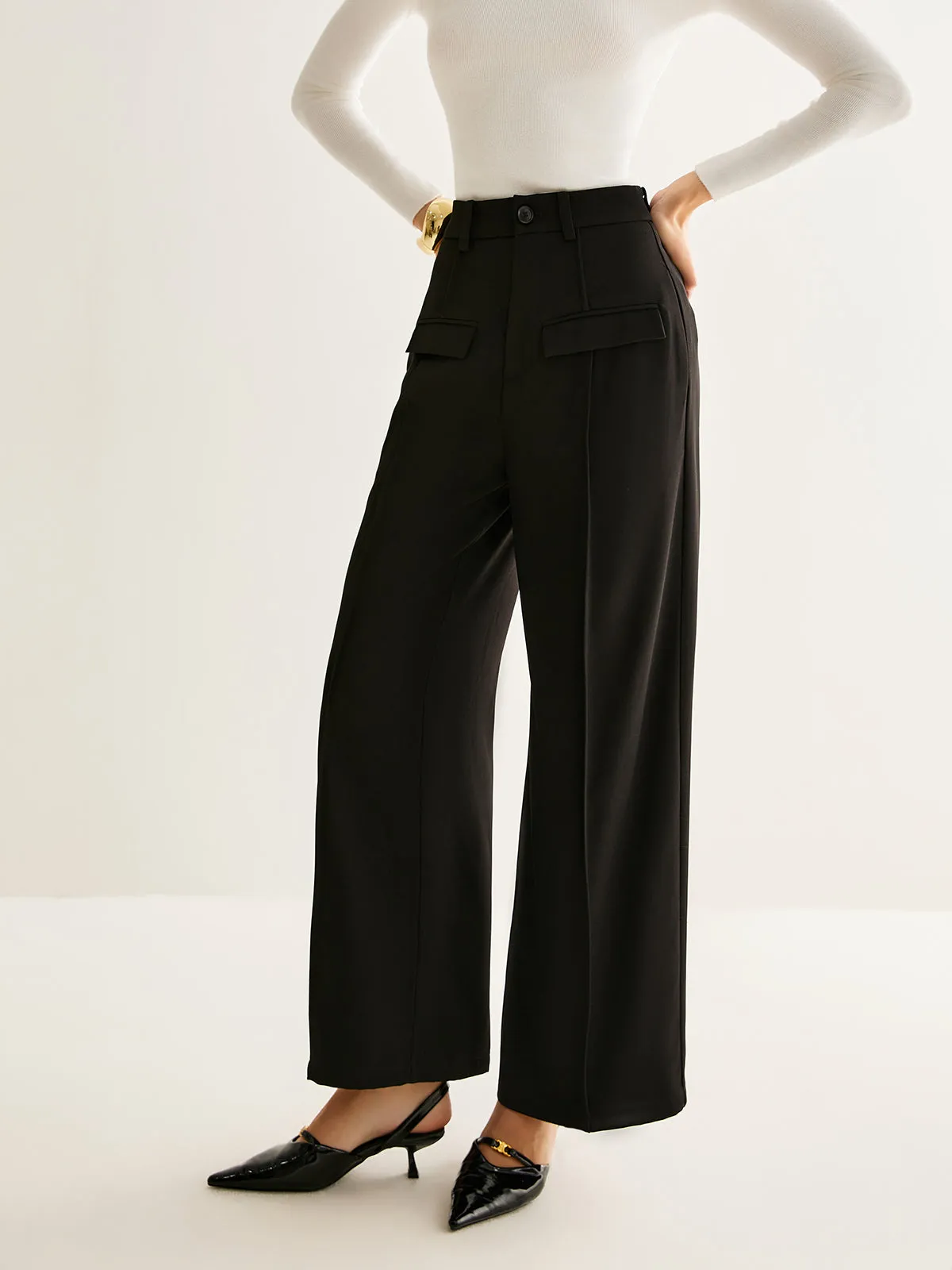 High-Waist Piping Wide-Leg Pants sold by COMMENSE product image thumbnail 2