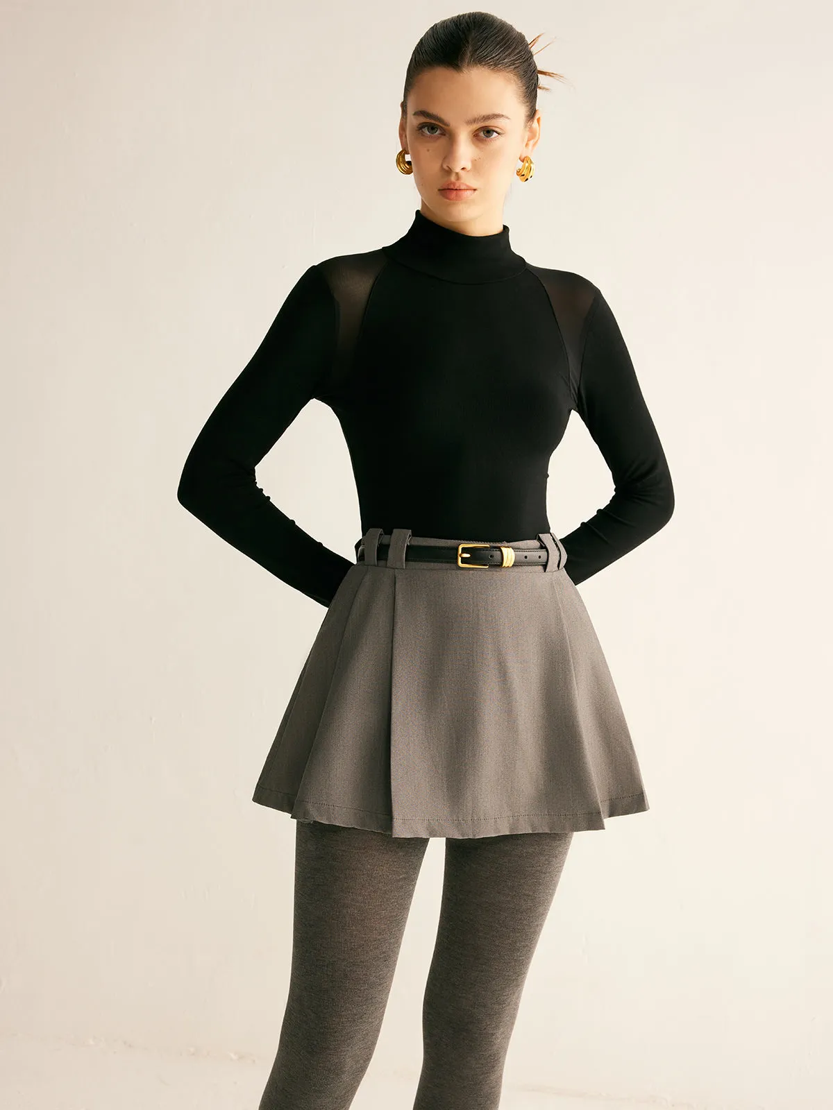 Pleated Suit Mini Skirt Without Belt sold by COMMENSE product image thumbnail 2