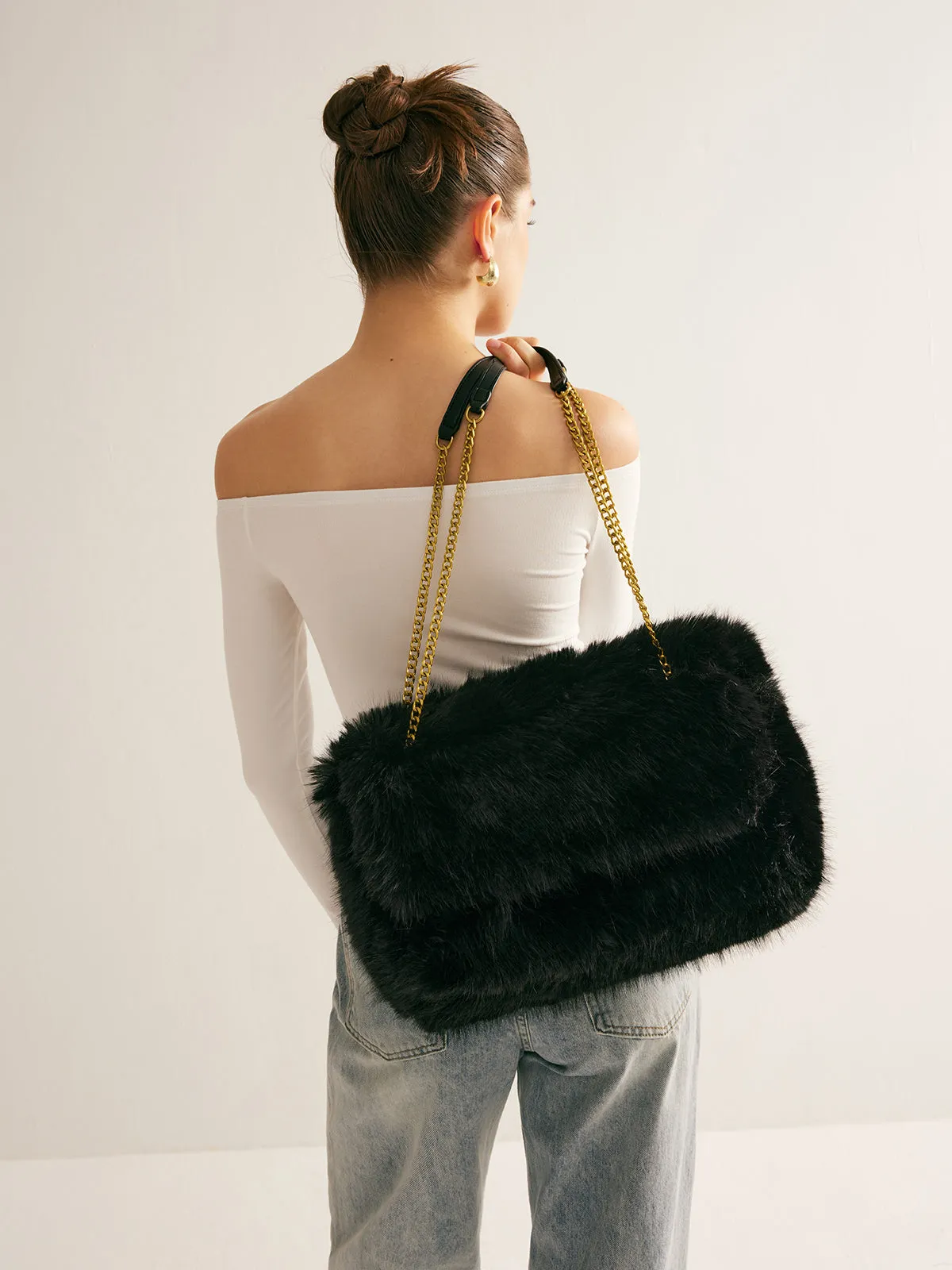 Large Capacity Fuzzy Flap Bag sold by COMMENSE product image thumbnail 3