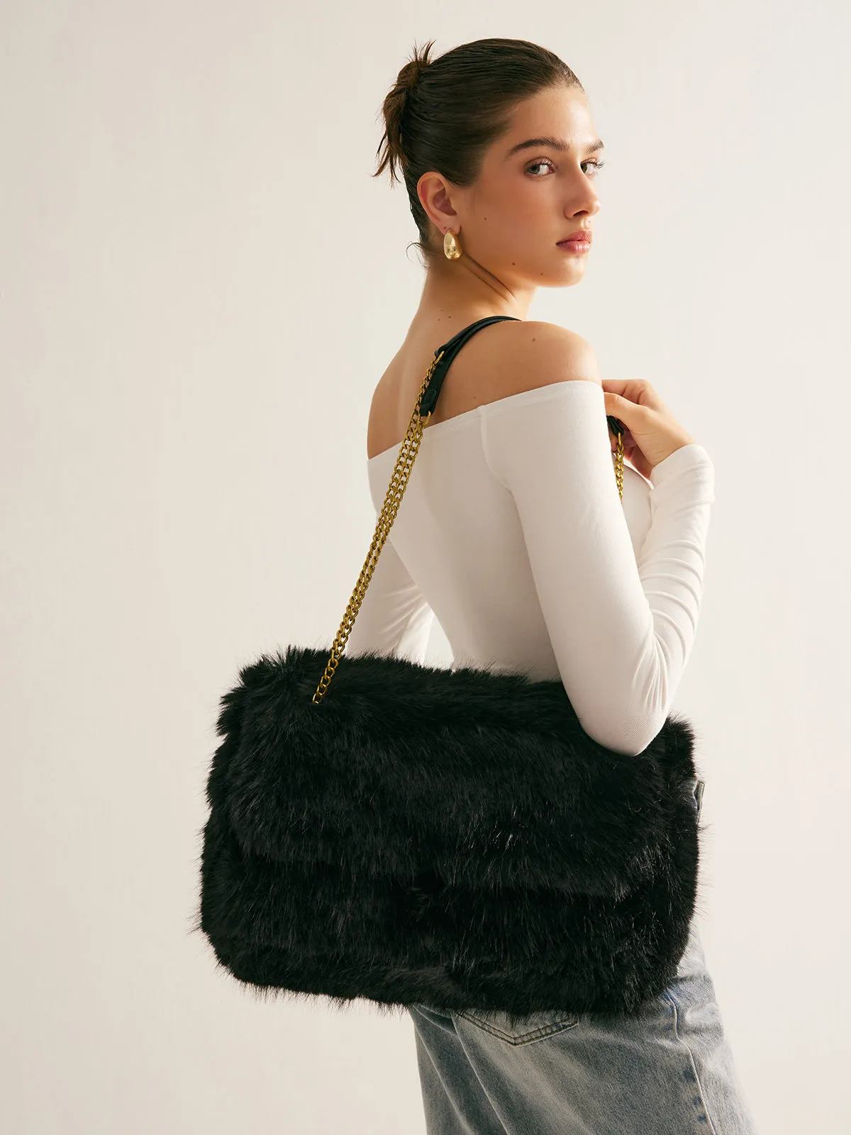 Large Capacity Fuzzy Flap Bag sold by COMMENSE product image thumbnail 5