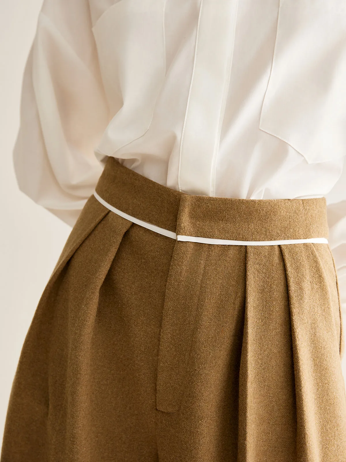 Wool-Blend Pleated Tweed Pants sold by COMMENSE product image thumbnail 3