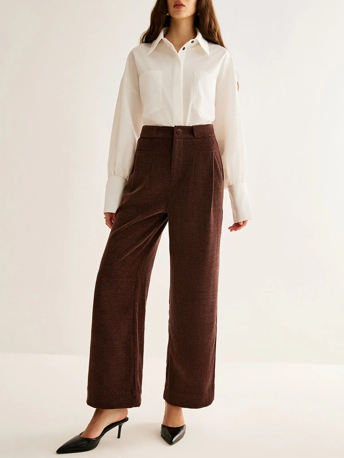 Corduroy Wide-Leg Pants Without Belt sold by COMMENSE product image thumbnail 2