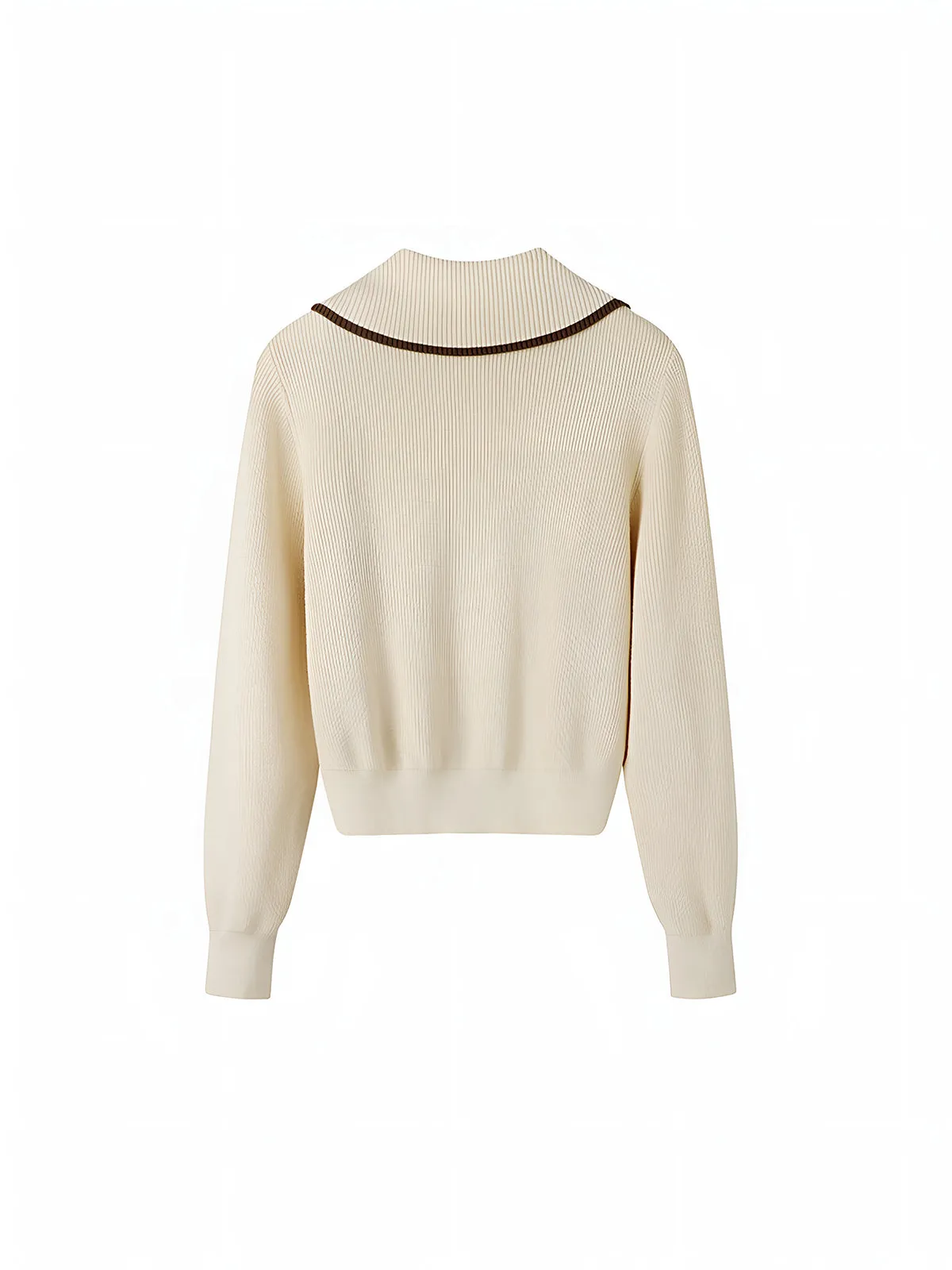 Elegant Contrast Trim Zipper Cardigan sold by COMMENSE product image thumbnail 2