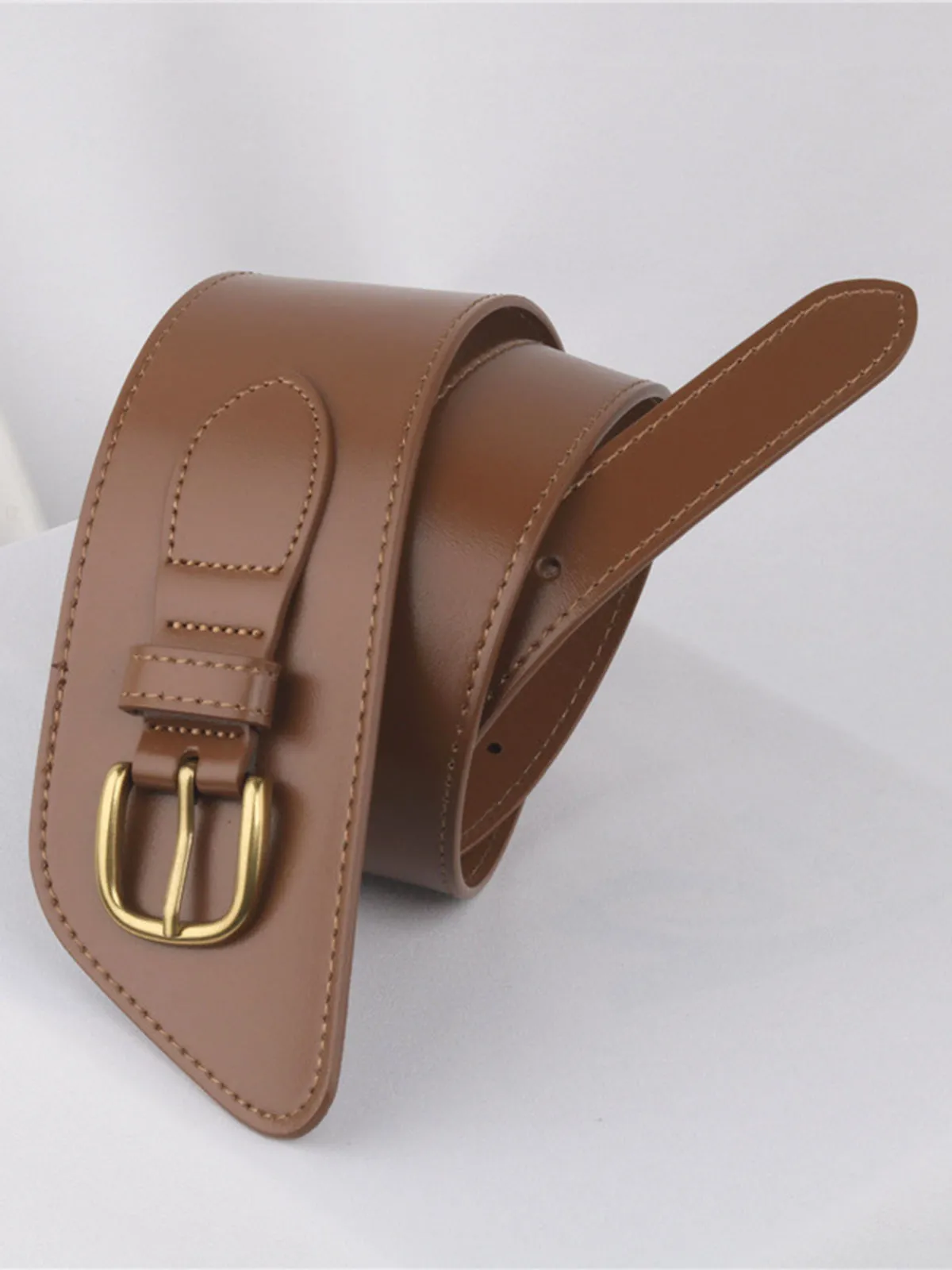Asymmetrical Buckle Wide Leather Belt sold by COMMENSE product image thumbnail 3