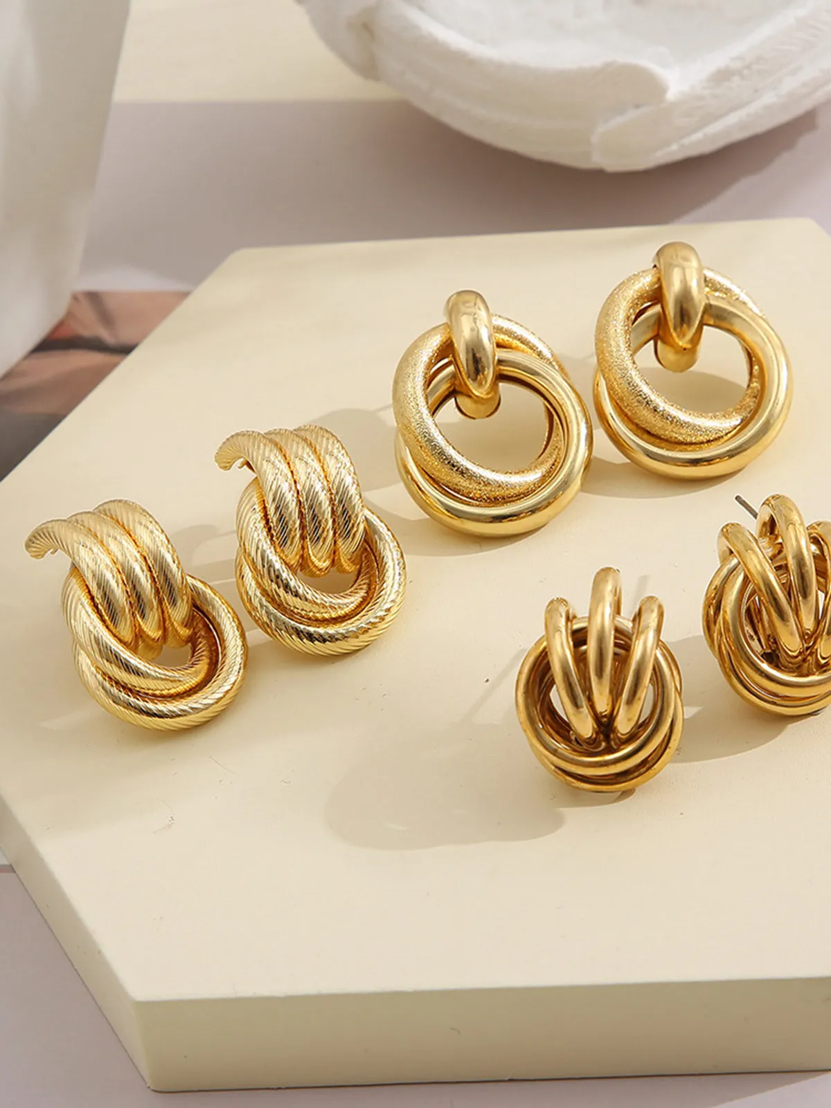 Three-Piece Cross Hoop Drop Earrings sold by COMMENSE product image thumbnail 4