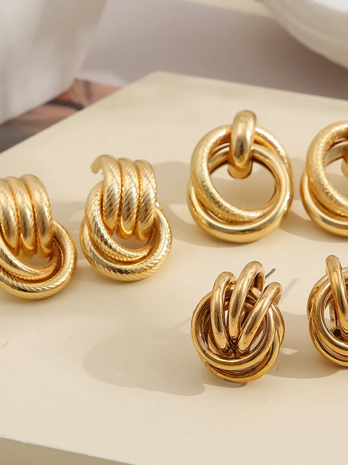 Three-Piece Cross Hoop Drop Earrings sold by COMMENSE product image thumbnail 2